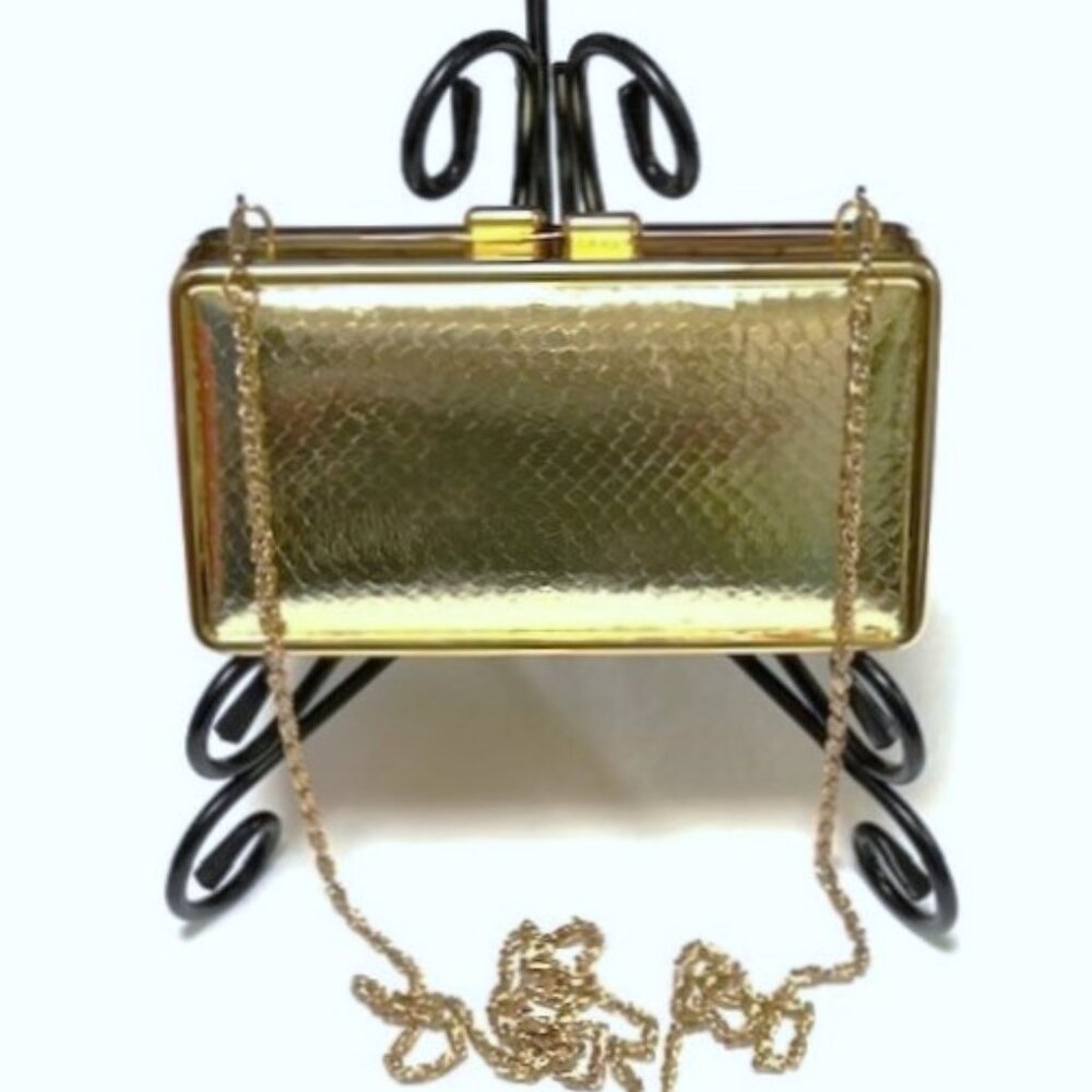 NORDSTROM GOLD PADDED CLUTCH/SHOULDER BAG EUC